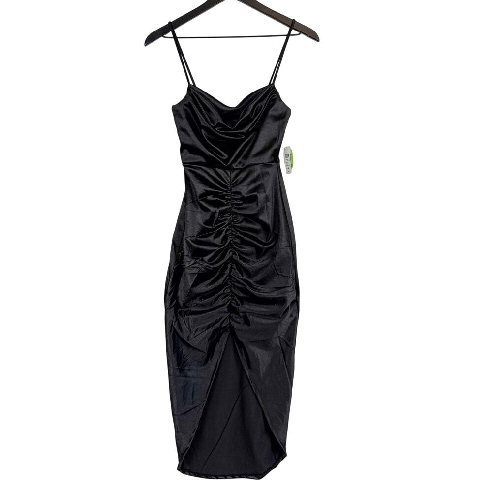 NWT Windsor Black Cocktail Pencil Ruched Scrunch Knee Length Dress $45 - XS